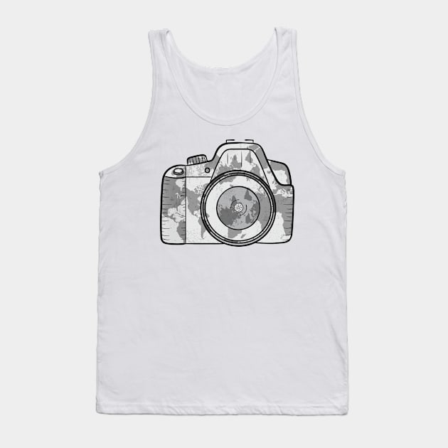 An Amazing Art Of Camera With World Map Tank Top by mangobanana